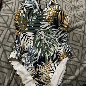 Tropical Leaf Print Swimsuit